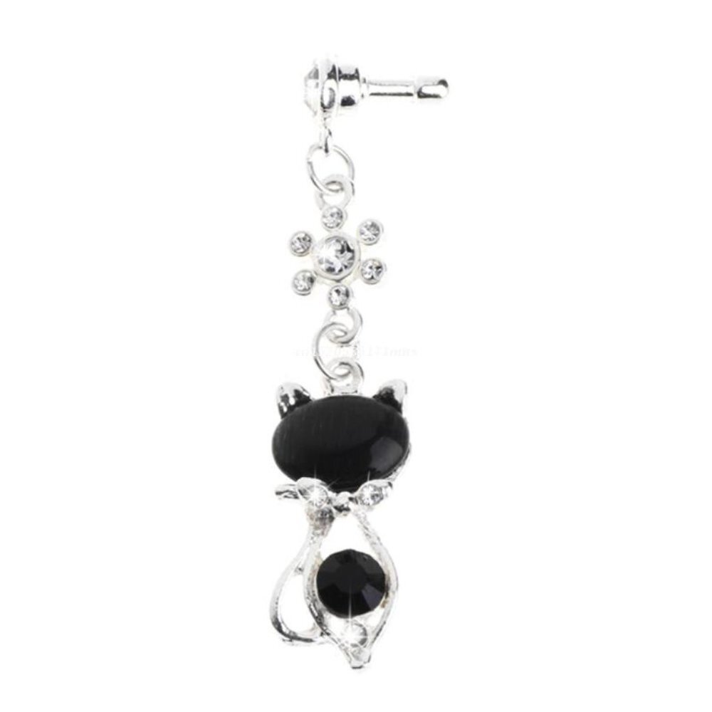 PHONE Anti Dust Plug For 3.5mm Jack Cat Crystal Silver Earphone Cap Stopper Plug